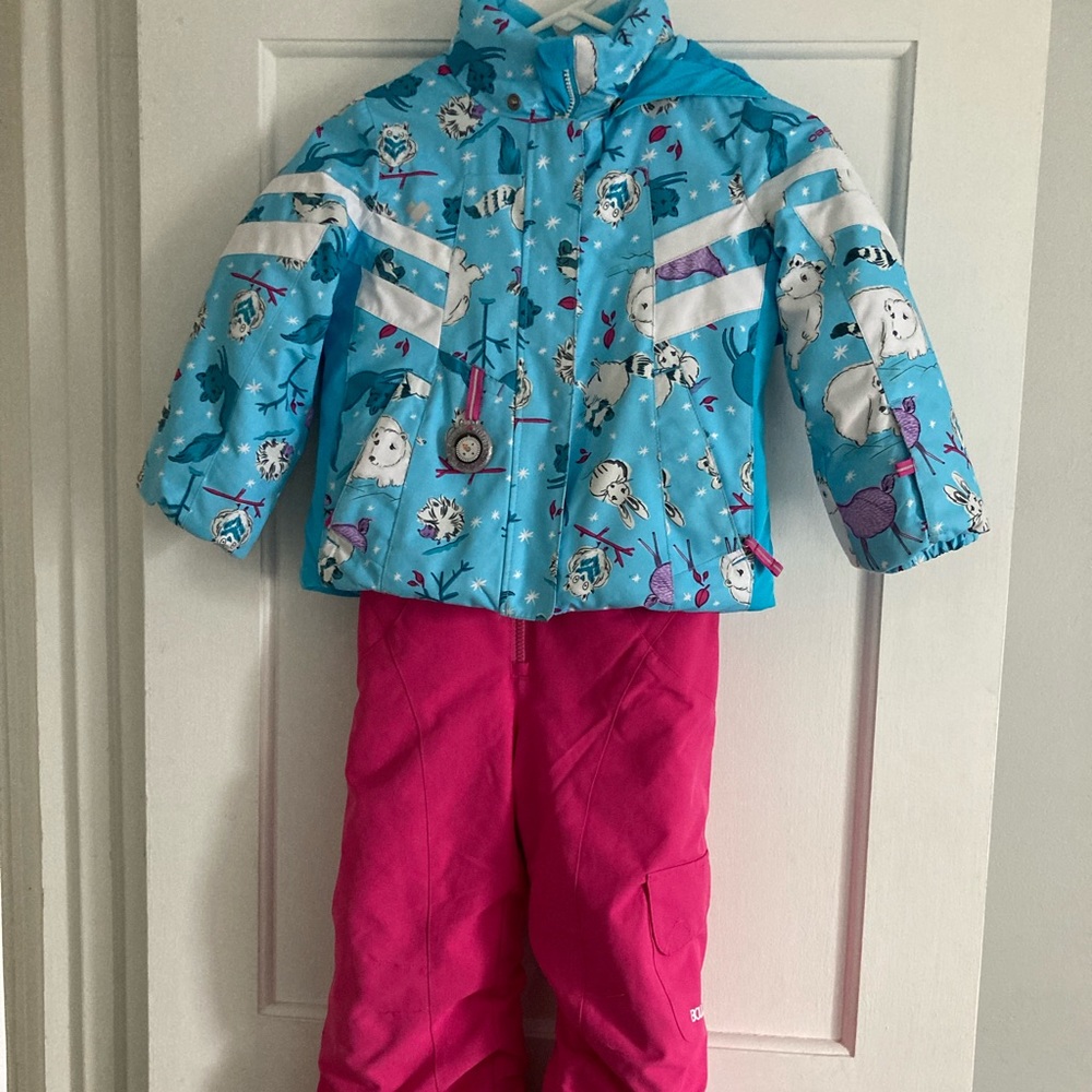 Obermeyer ski coat and BoulderGear ski bibs size 5